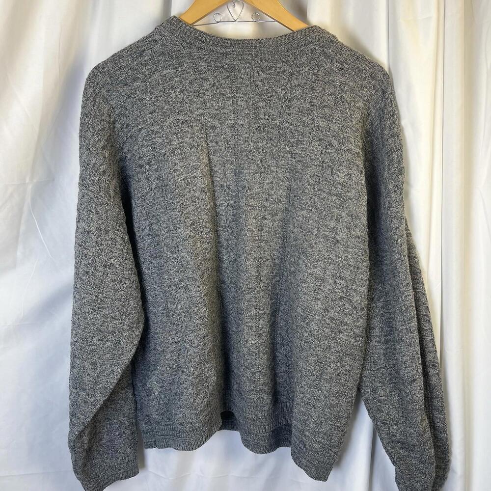 Vintage 80s Cricketeer Sweater Textured  Fisherman Style Quiet Luxury Gray XL